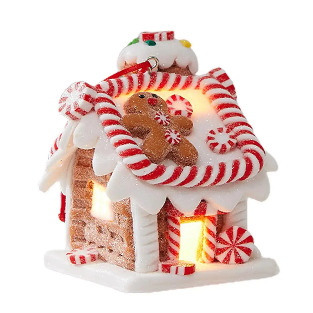Light-Up Gingerbread House Ornament – Whimsical Fairy Tale Christmas Decoration