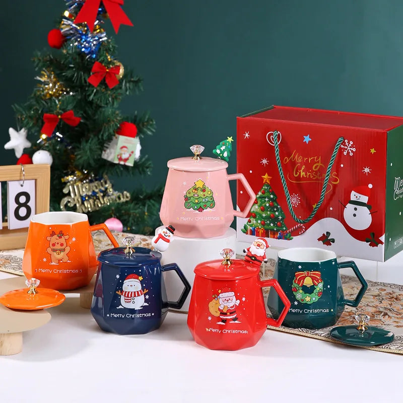 Christmas Ceramic Mugs | Santa, Elk & Snowman Coffee Cups | Festive Hot Chocolate & Gift Mug Collection