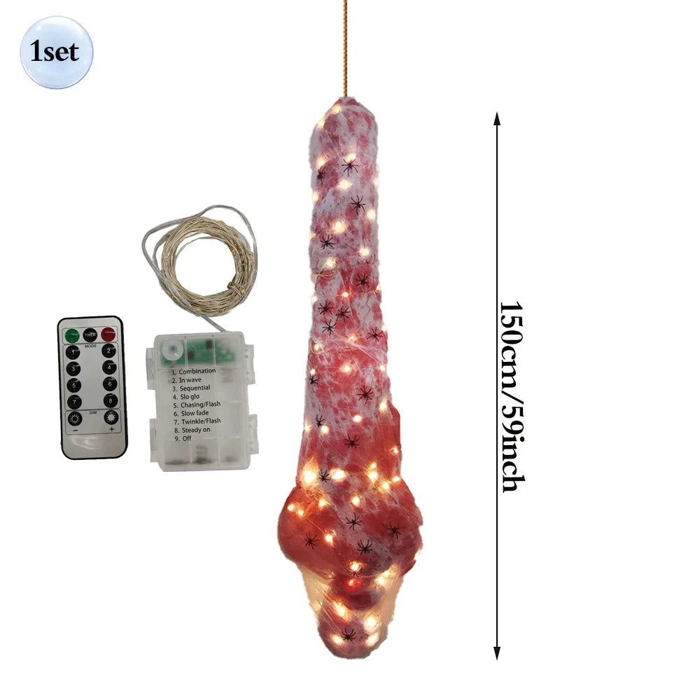 59-Inch Hanging Halloween Corpse Prop – Creepy Bloody Body Bag Decoration for Haunted Houses, Yards & Outdoor Horror Displays