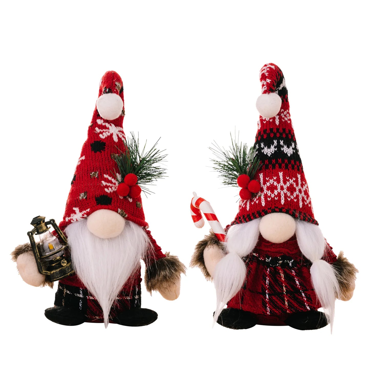 2pcs Santa Claus & Gnome Ornaments – Christmas Couple Doll Decorations for Home