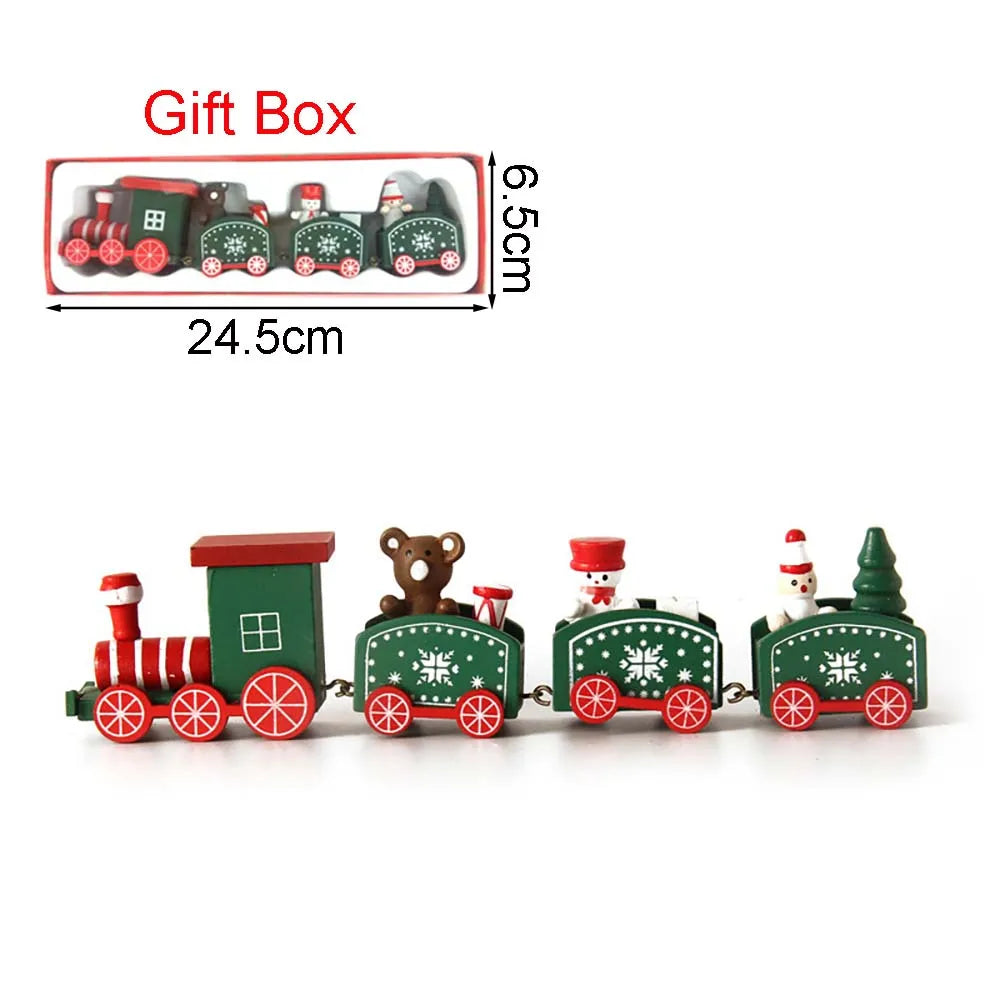 Christmas Wooden Train Ornament – Festive Moving Train Decoration for Home, Mantel or Table Display