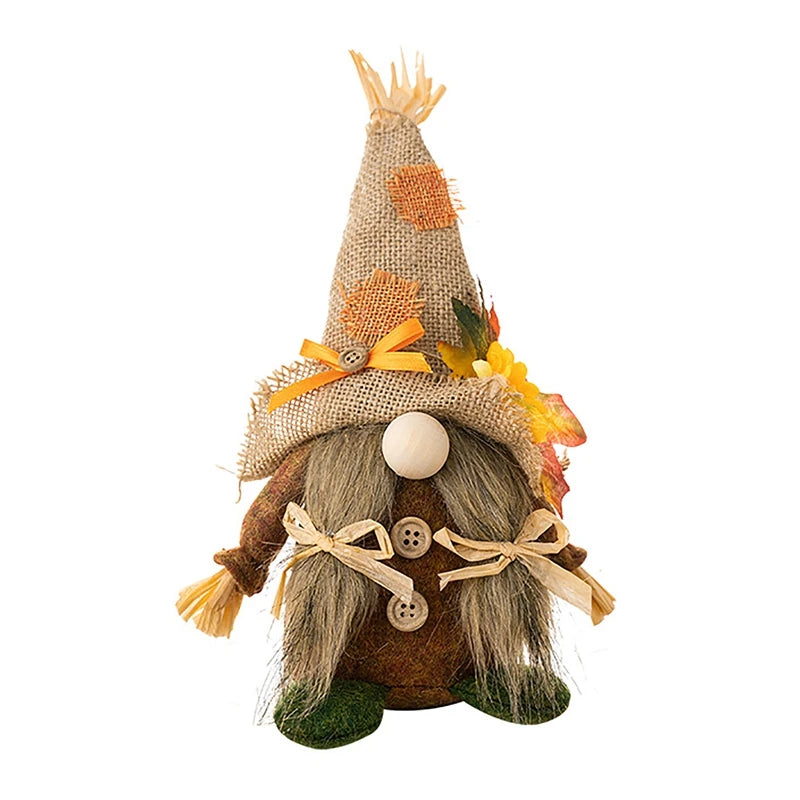 Autumn Gnome Plush Decoration – Maple Leaf & Sunflower Faceless Doll | Light-Up Fall Elf Ornament