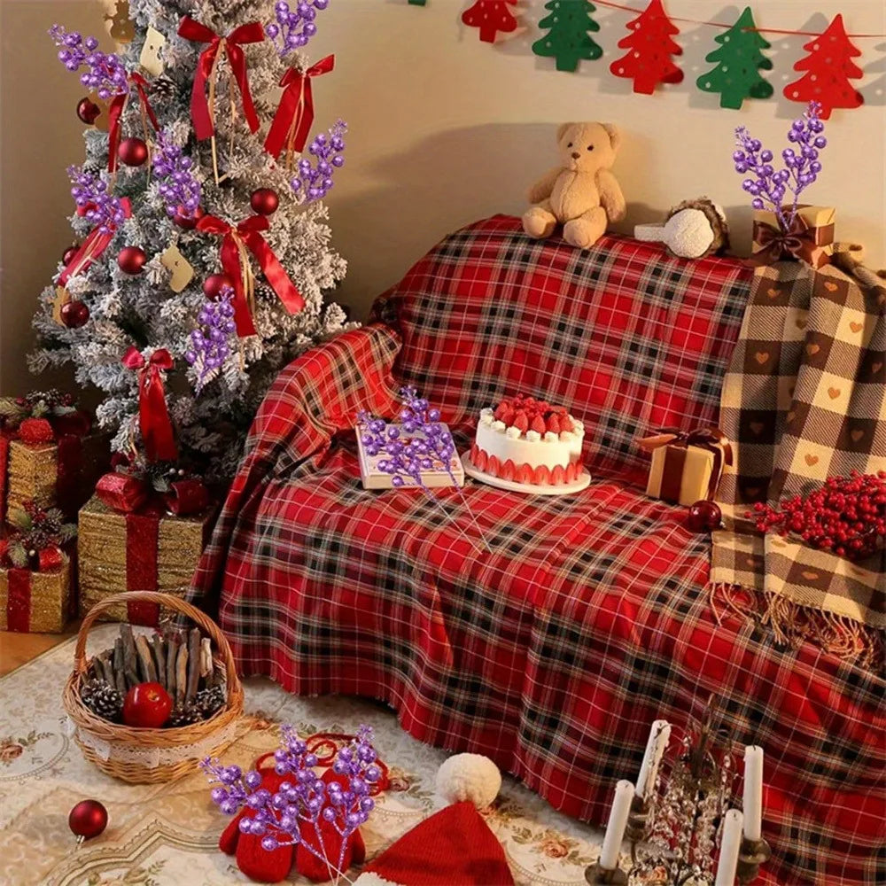 Artificial Berry Bouquet Ornaments – Set of 10 Christmas Tree Decorations