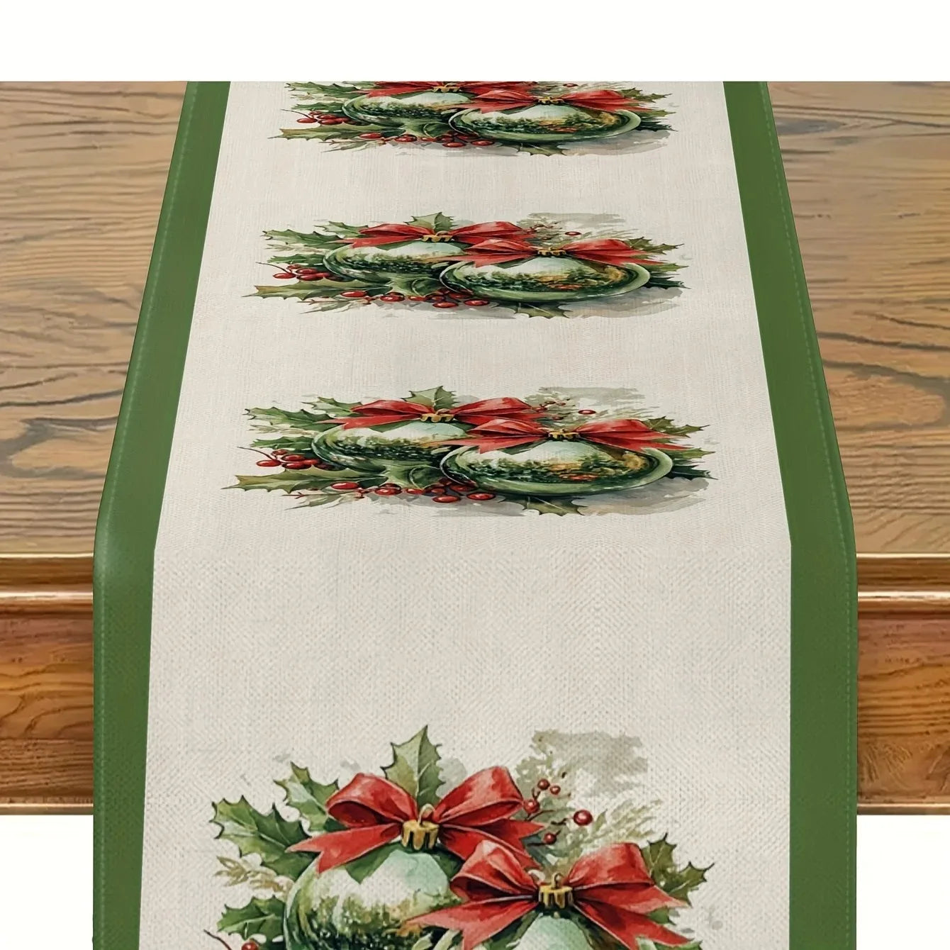 Christmas Holly Berry Tablecloth | Festive Red & Green Table Cover for Holiday Dining