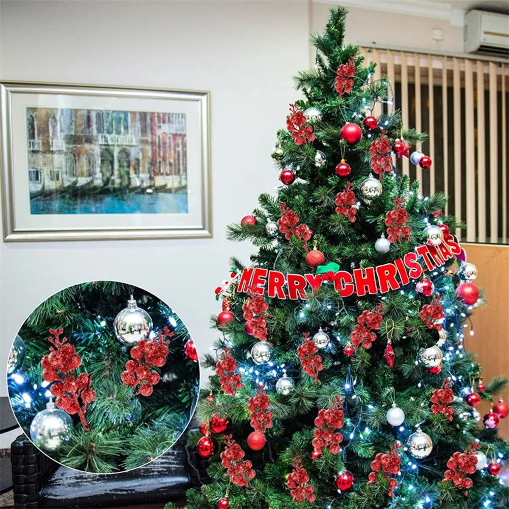 Artificial Berry Bouquet Ornaments – Set of 10 Christmas Tree Decorations