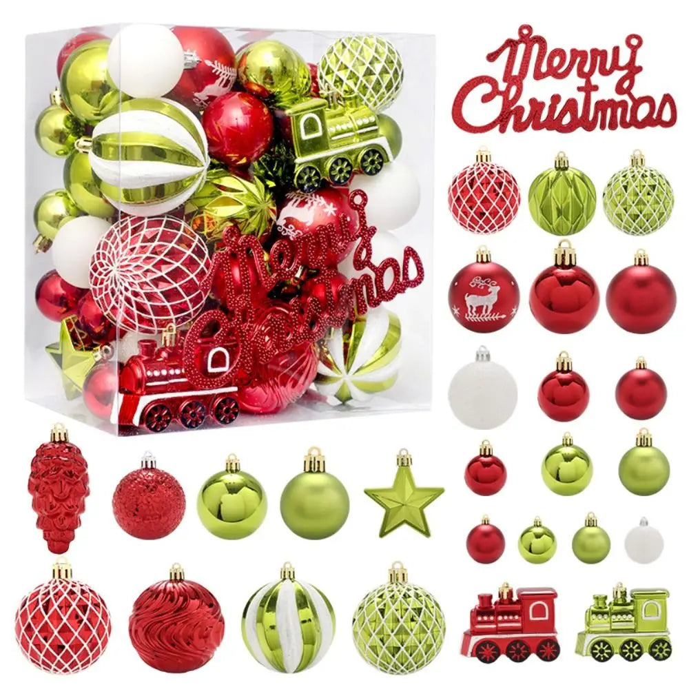 65pcs Shatterproof Christmas Baubles – Painted Tree Ornaments for Xmas & New Year