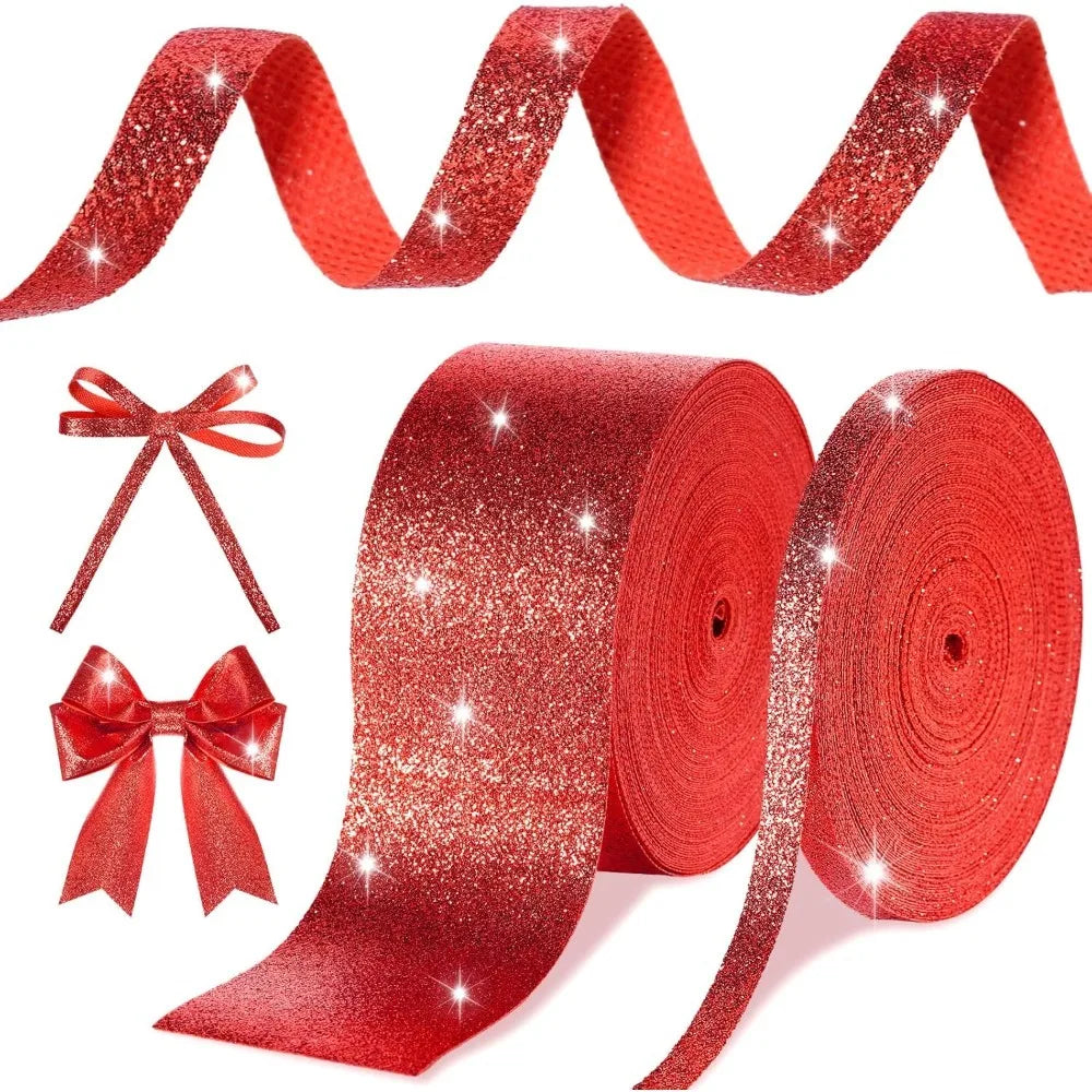 5 Metre Red Christmas Ribbon – Festive Decorative Ribbon for Trees, Gifts & Crafts