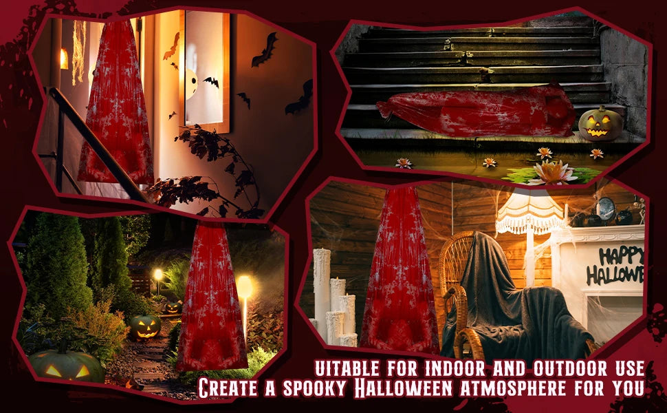 59-Inch Hanging Halloween Corpse Prop – Creepy Bloody Body Bag Decoration for Haunted Houses, Yards & Outdoor Horror Displays