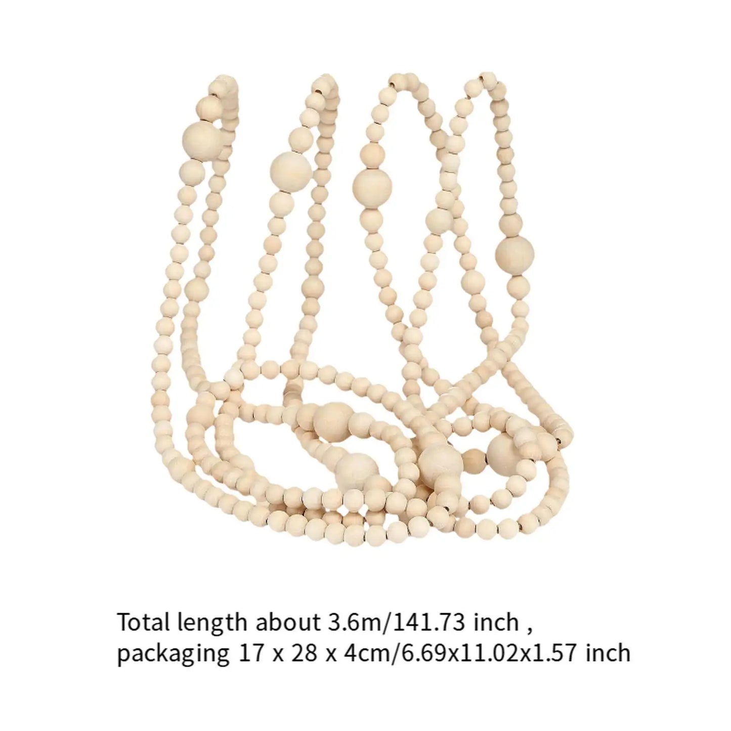 Wooden Bead Garland | Natural Festive Tree & Home Decoration