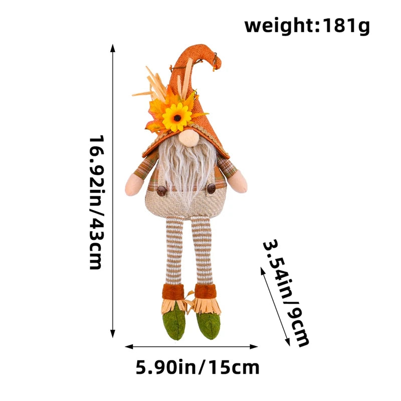 Autumn Gnome Plush Decoration – Maple Leaf & Sunflower Faceless Doll | Light-Up Fall Elf Ornament