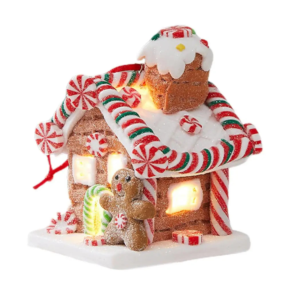 Light-Up Gingerbread House Ornament – Whimsical Fairy Tale Christmas Decoration
