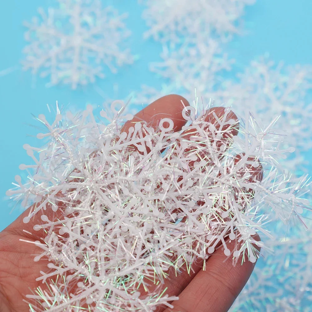 Artificial White Snowflake Christmas Ornaments | Hanging Tree & Home Decorations