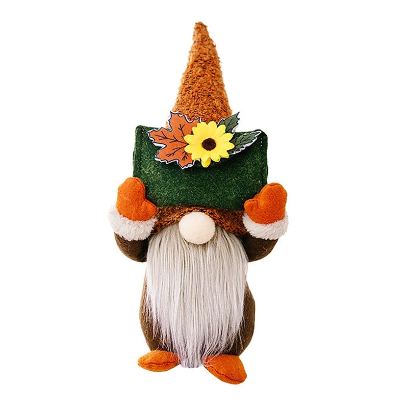Autumn Gnome Plush Decoration – Maple Leaf & Sunflower Faceless Doll | Light-Up Fall Elf Ornament