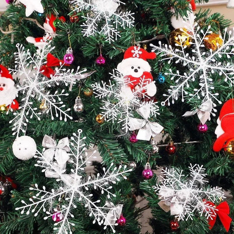 Artificial White Snowflake Christmas Ornaments | Hanging Tree & Home Decorations