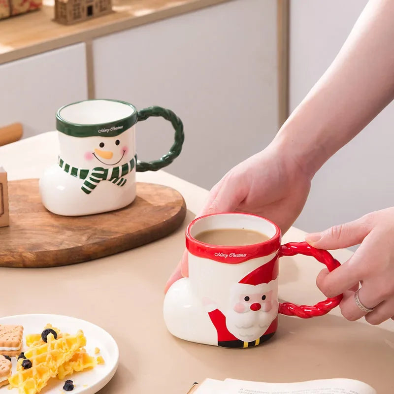 Christmas Ceramic Mugs | Santa, Elk & Snowman Coffee Cups | Festive Hot Chocolate & Gift Mug Collection