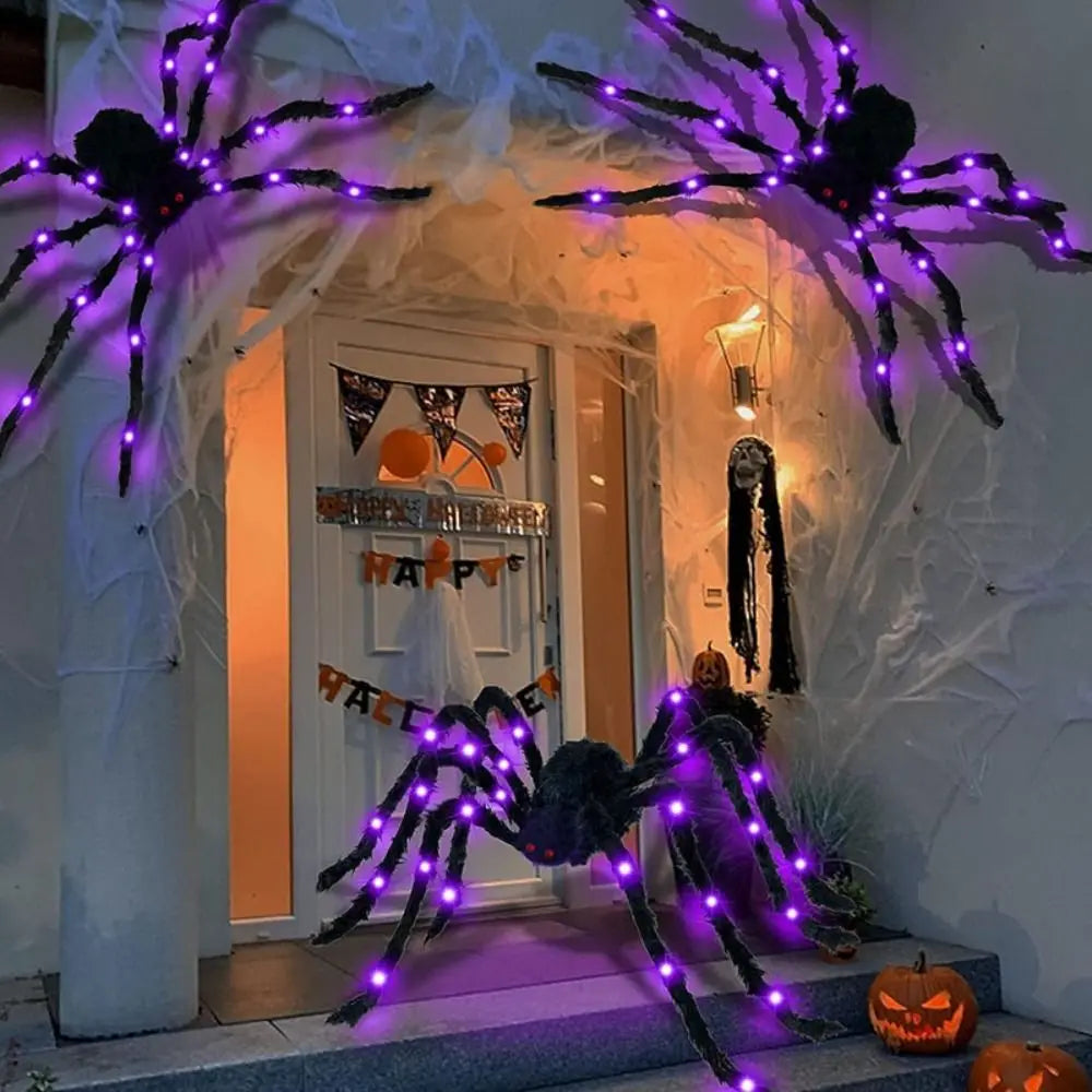 Halloween Spider Web Lights – 8 Modes Waterproof LED Spider Net | Triangle Hanging Glow Web with Giant Spider for Outdoor & Party Decoration