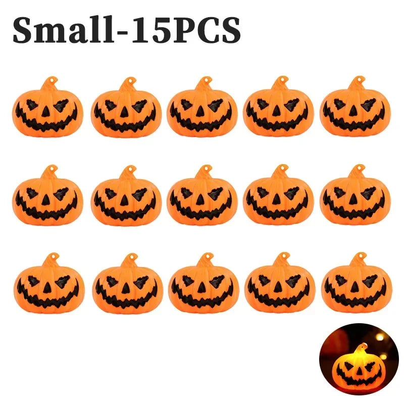 1–15PCS Halloween LED Pumpkin Lights – Smiley Face Pumpkins for Indoor & Outdoor Party, Home, and Garden Décor