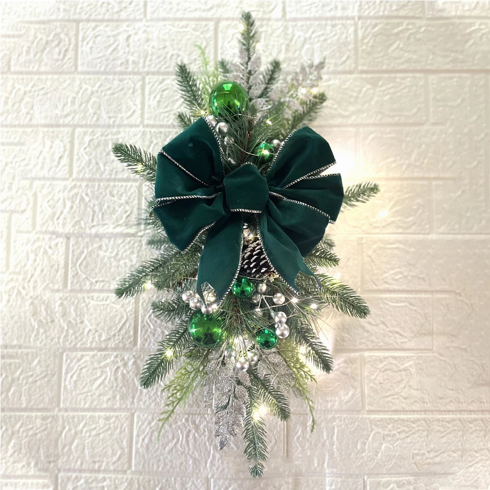 Christmas Wreath Garland – Festive Door or Window Decoration with Optional LED Lights