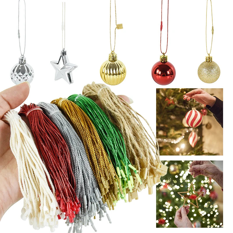 100 Pack Christmas Ornament Hanging Ropes – 20cm Gold & Silver Strings for Tree Baubles & Decorations