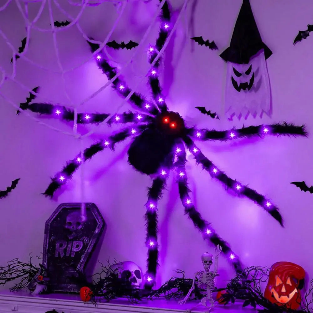 Halloween Spider Web Lights – 8 Modes Waterproof LED Spider Net | Triangle Hanging Glow Web with Giant Spider for Outdoor & Party Decoration