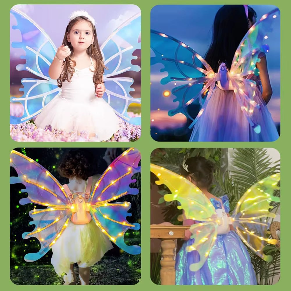 Electric LED Fairy Butterfly Wings – Flapping Costume Wings for Girls & Women, Perfect Party Accessory