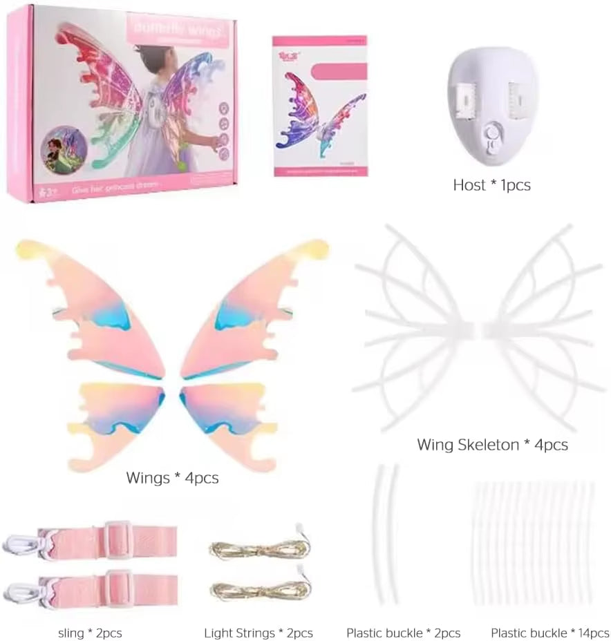 Electric LED Fairy Butterfly Wings – Flapping Costume Wings for Girls & Women, Perfect Party Accessory