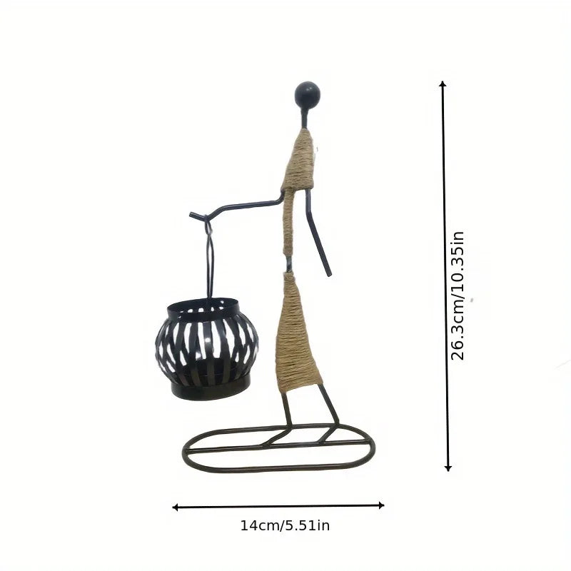 Nordic Abstract Metal Candlestick – Handmade Character Sculpture Candle Holder, Modern Home Décor & Artistic Gift