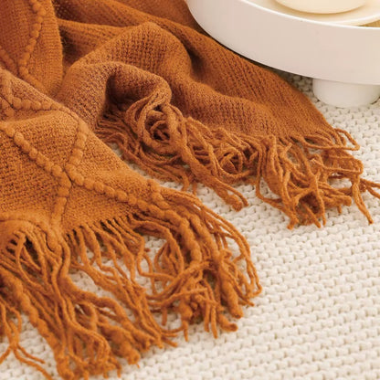 Nordic Solid Casual Blankets Throws Soft Comfortable Knitted Shawl Sofa Blanket Bed End Cover Travel Hotel Decorative Bedspread