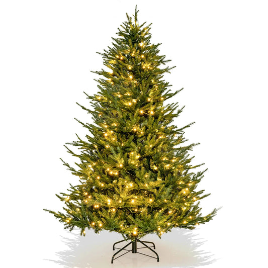 6ft pre-lit artificial Christmas tree with warm LED lights on a white background.