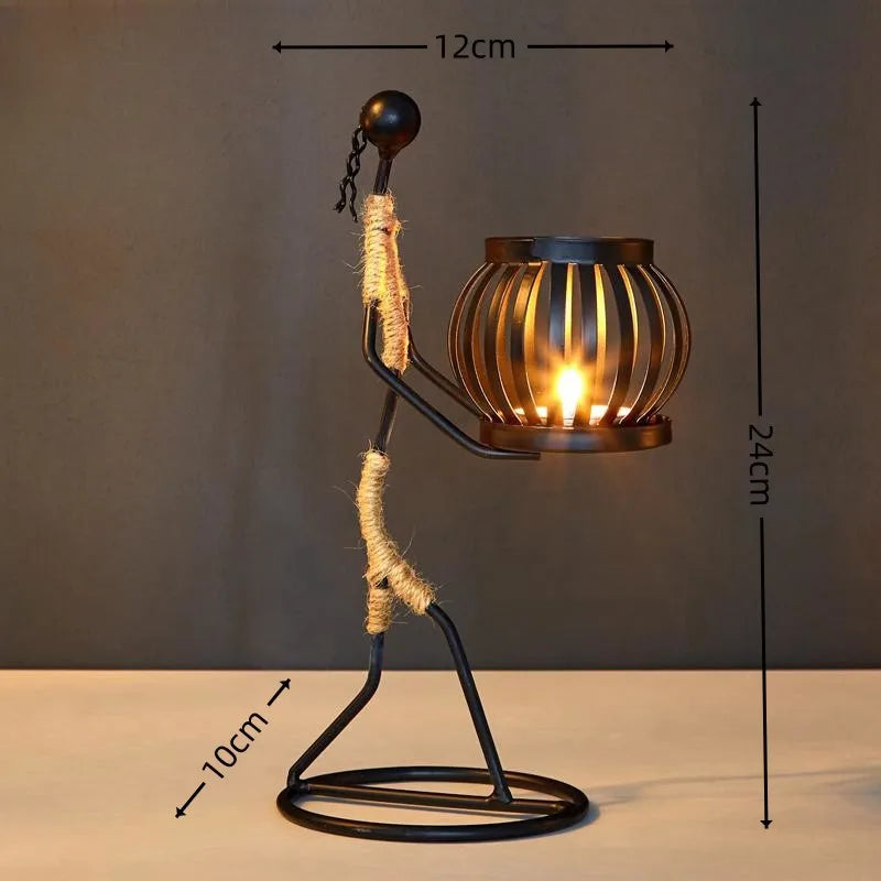 Nordic Abstract Metal Candlestick – Handmade Character Sculpture Candle Holder, Modern Home Décor & Artistic Gift