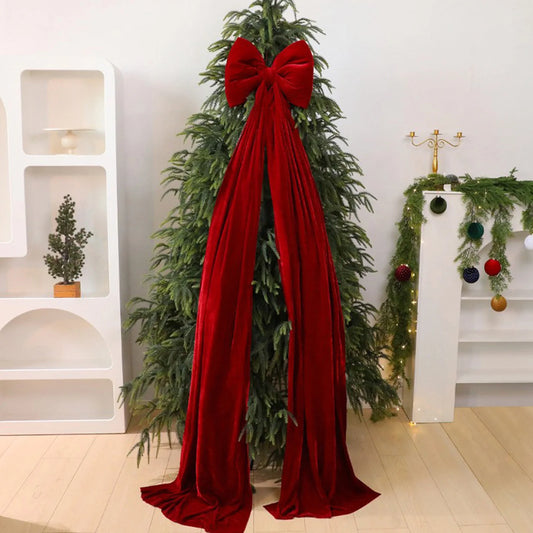 Large decorative Christmas bow for trees, doors and outdoor displays. Reusable, weather-resistant design adds festive sparkle to any home or garden.