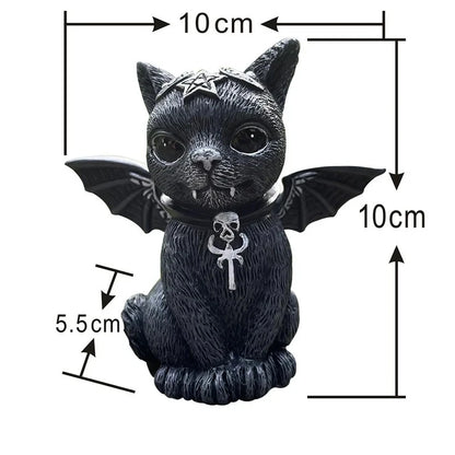 Mysterious Black Cat Statue – Hand-Painted Witch Cat Figurine, Halloween Desk & Home Décor Ornament