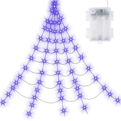 Halloween Spider Web Lights – 8 Modes Waterproof LED Spider Net | Triangle Hanging Glow Web with Giant Spider for Outdoor & Party Decoration