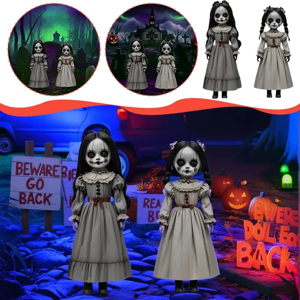 2PCS Halloween Ghost Doll Outdoor Decoration – Spooky Ground Insert Horror Props for Yard & Courtyard (2D)