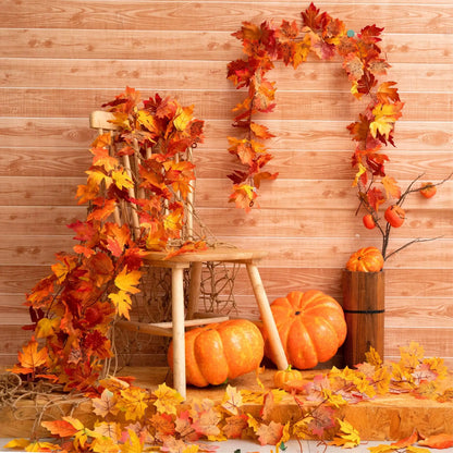 2M Artificial Maple Leaf Garland – Realistic Autumn Leaves Vine for Fall, Halloween, Thanksgiving Home Décor