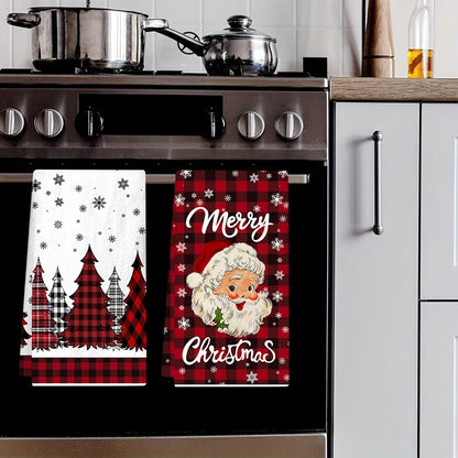 2pcs Christmas Kitchen Towels – Santa Claus Dish Towels for Home, Xmas & Holiday Décor