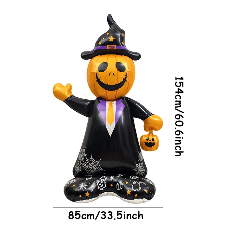 Halloween Pumpkin Castle Skeleton Foil Balloon – Standing Halloween Decoration for Party, Ghost Festival, or Home Display