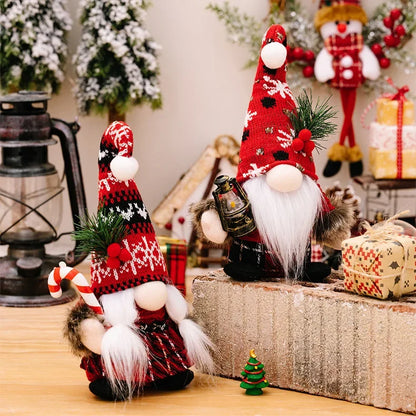 2pcs Santa Claus & Gnome Ornaments – Christmas Couple Doll Decorations for Home