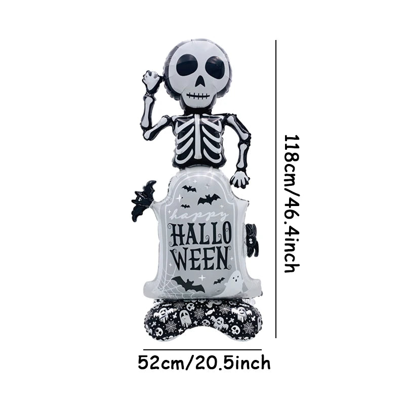Halloween Pumpkin Castle Skeleton Foil Balloon – Standing Halloween Decoration for Party, Ghost Festival, or Home Display