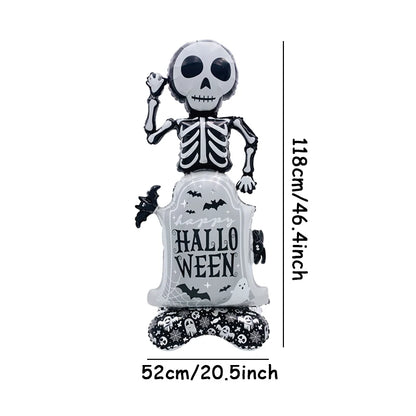 Halloween Pumpkin Castle Skeleton Foil Balloon – Standing Halloween Decoration for Party, Ghost Festival, or Home Display