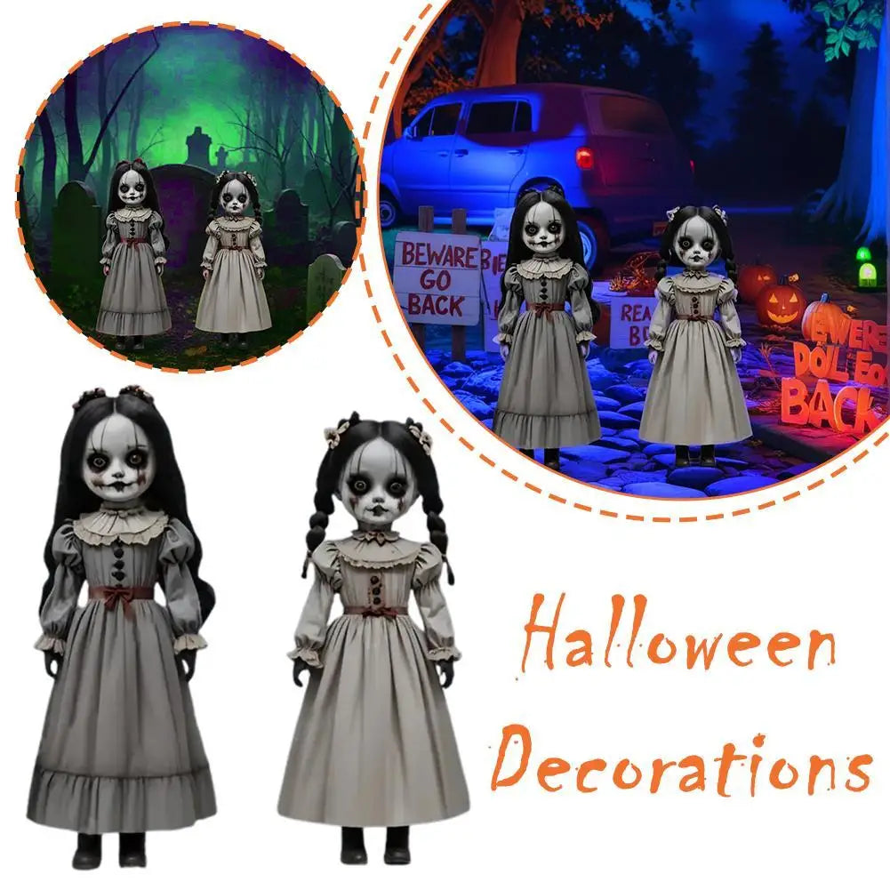 2PCS Halloween Ghost Doll Outdoor Decoration – Spooky Ground Insert Horror Props for Yard & Courtyard (2D)