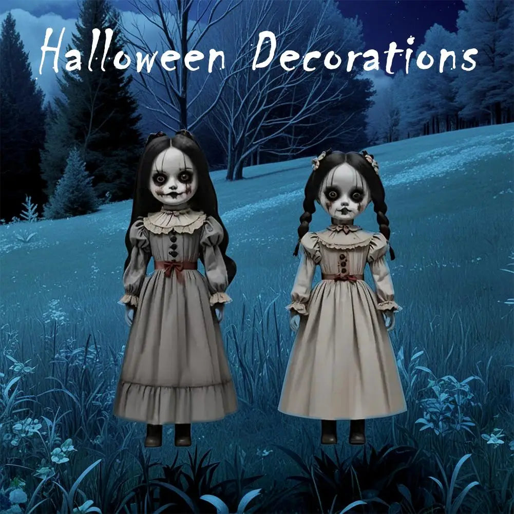 2PCS Halloween Ghost Doll Outdoor Decoration – Spooky Ground Insert Horror Props for Yard & Courtyard (2D)