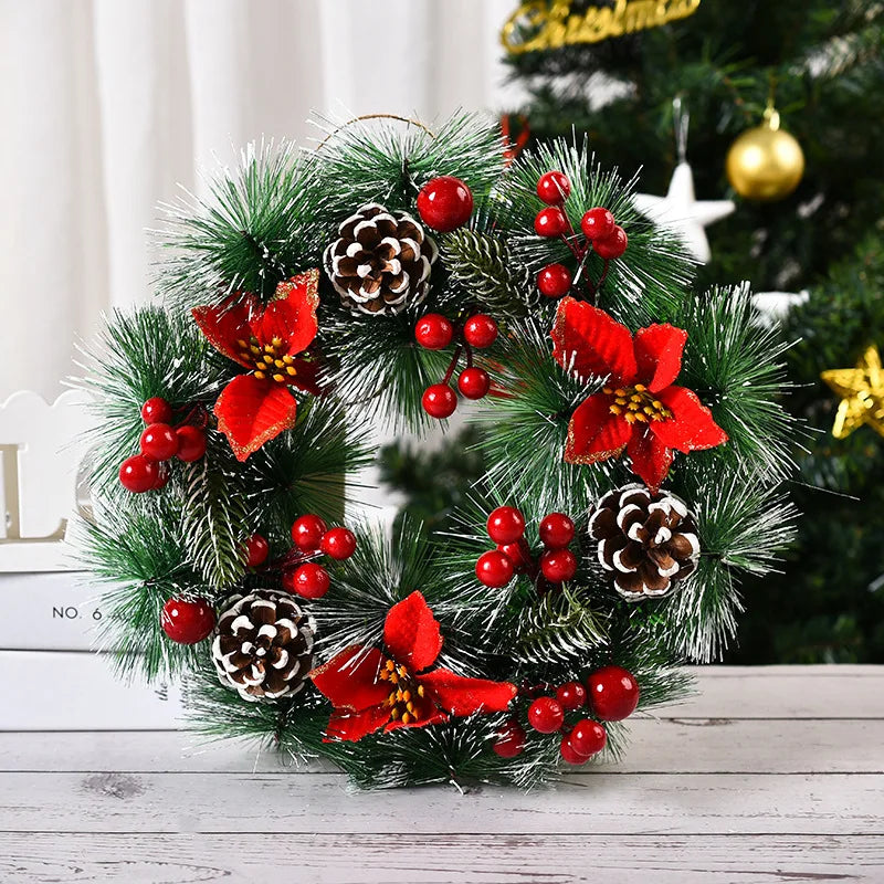 30cm Christmas Wreath – Festive Wreath for Front Door, Window & Home Décor