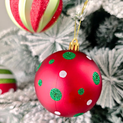 Set of 9/12/34 Grinch-Inspired Christmas Baubles – Green Painted Ornaments for Tree & Home Festive Décor