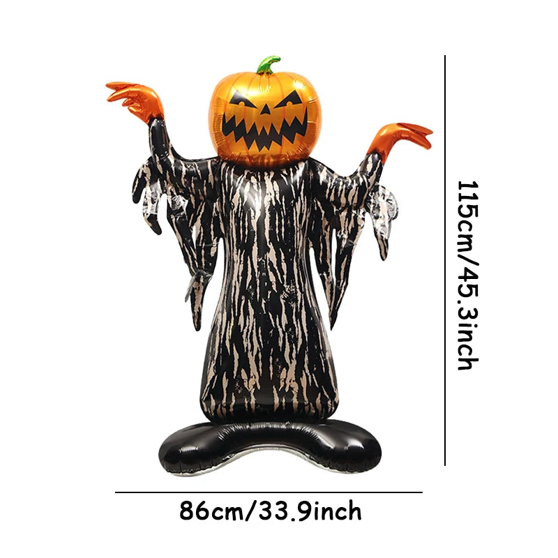 Halloween Pumpkin Castle Skeleton Foil Balloon – Standing Halloween Decoration for Party, Ghost Festival, or Home Display