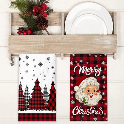 2pcs Christmas Kitchen Towels – Santa Claus Dish Towels for Home, Xmas & Holiday Décor