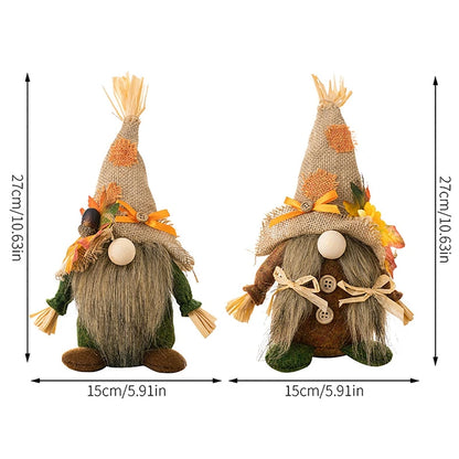 Autumn Gnome Plush Decoration – Maple Leaf & Sunflower Faceless Doll | Light-Up Fall Elf Ornament