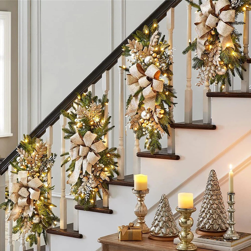 Christmas Wreath Garland – Festive Door or Window Decoration with Optional LED Lights