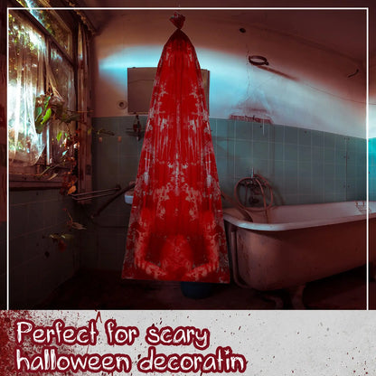 59-Inch Hanging Halloween Corpse Prop – Creepy Bloody Body Bag Decoration for Haunted Houses, Yards & Outdoor Horror Displays