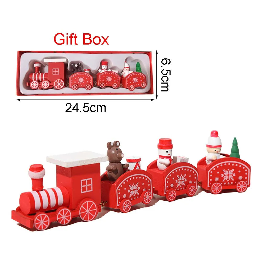 Christmas Wooden Train Ornament – Festive Moving Train Decoration for Home, Mantel or Table Display